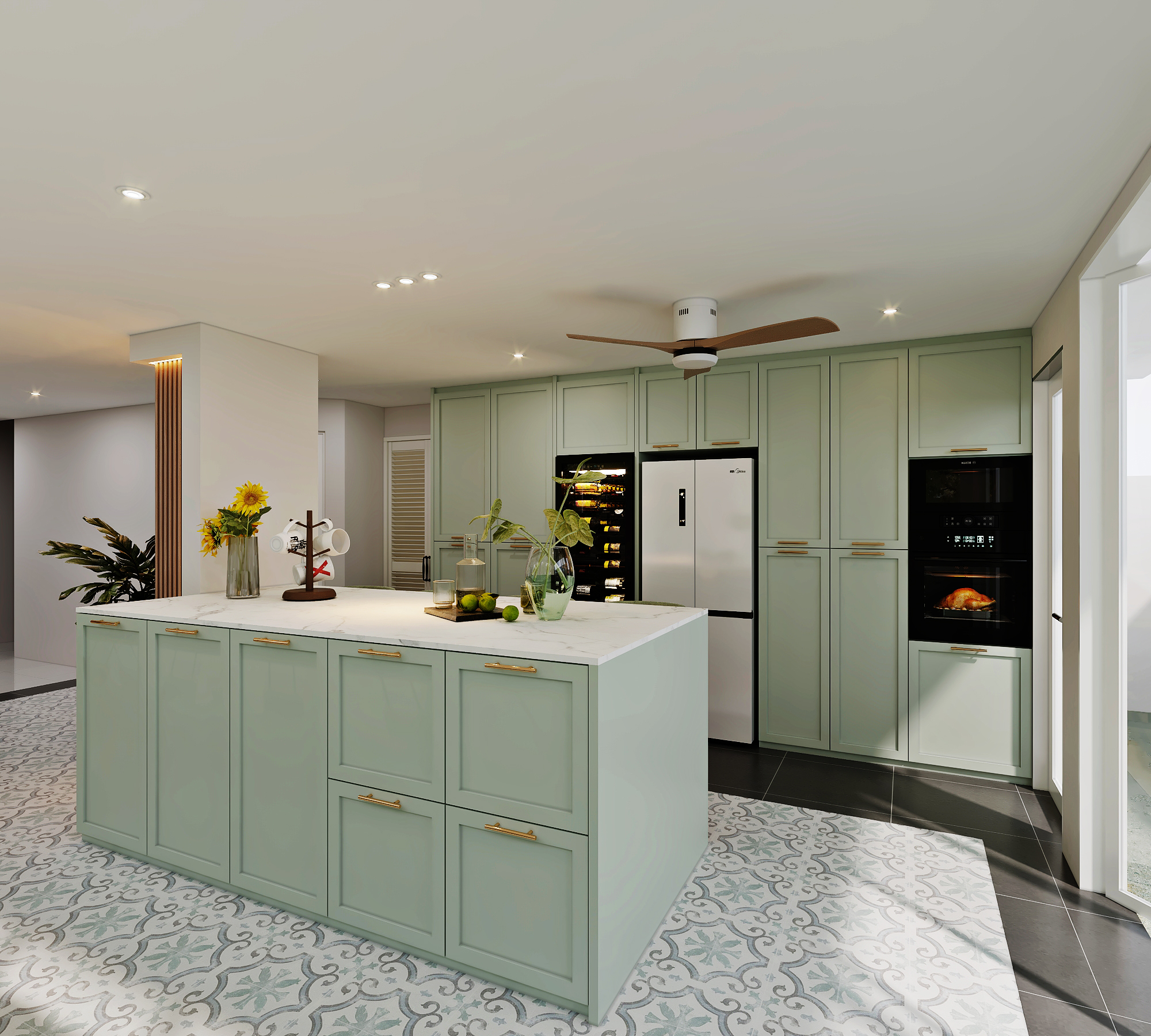 Loyang Place — kitchen — view 3, modern peranakan 3D design visual