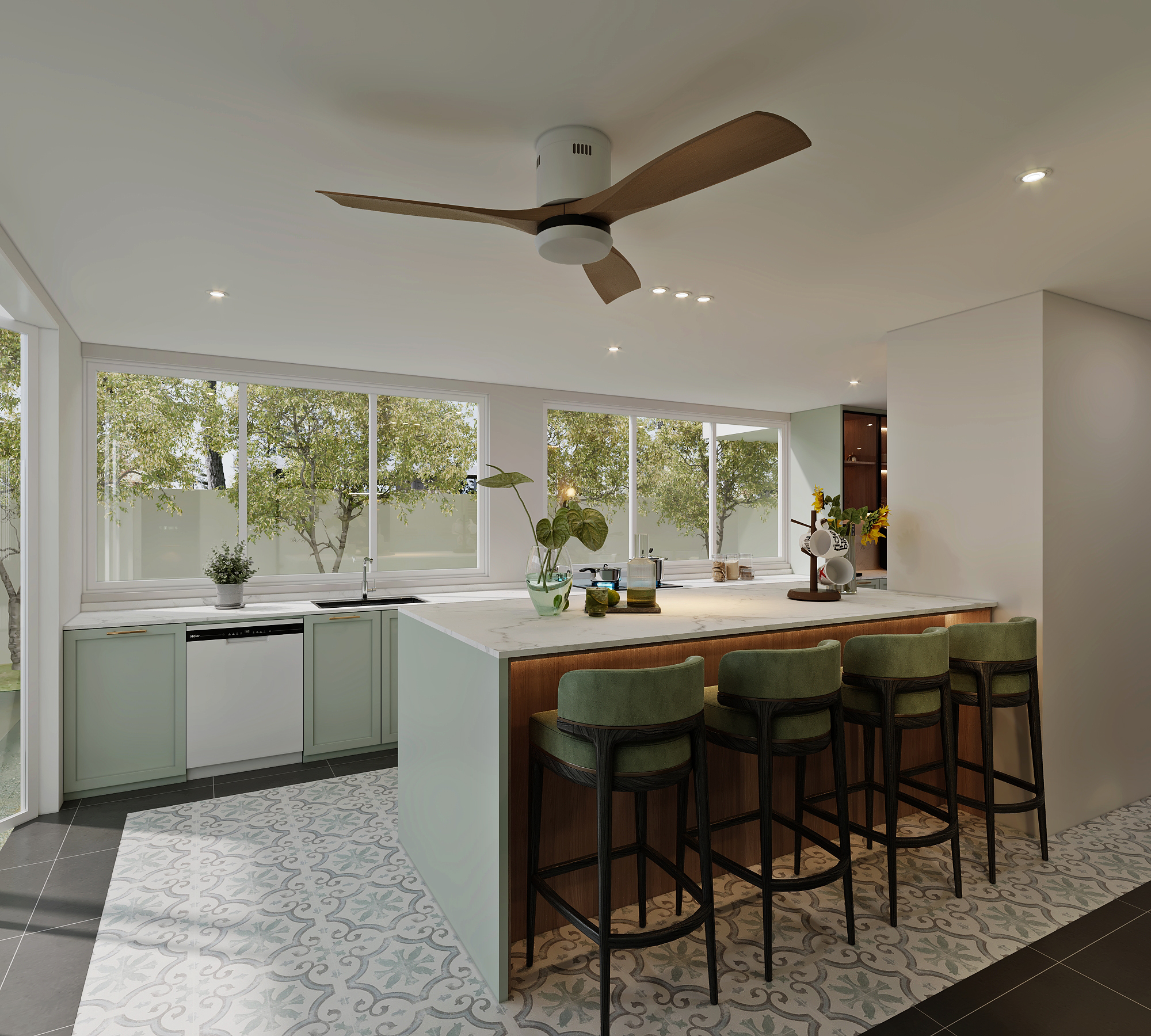 Loyang Place — kitchen — view 4, modern peranakan 3D design visual