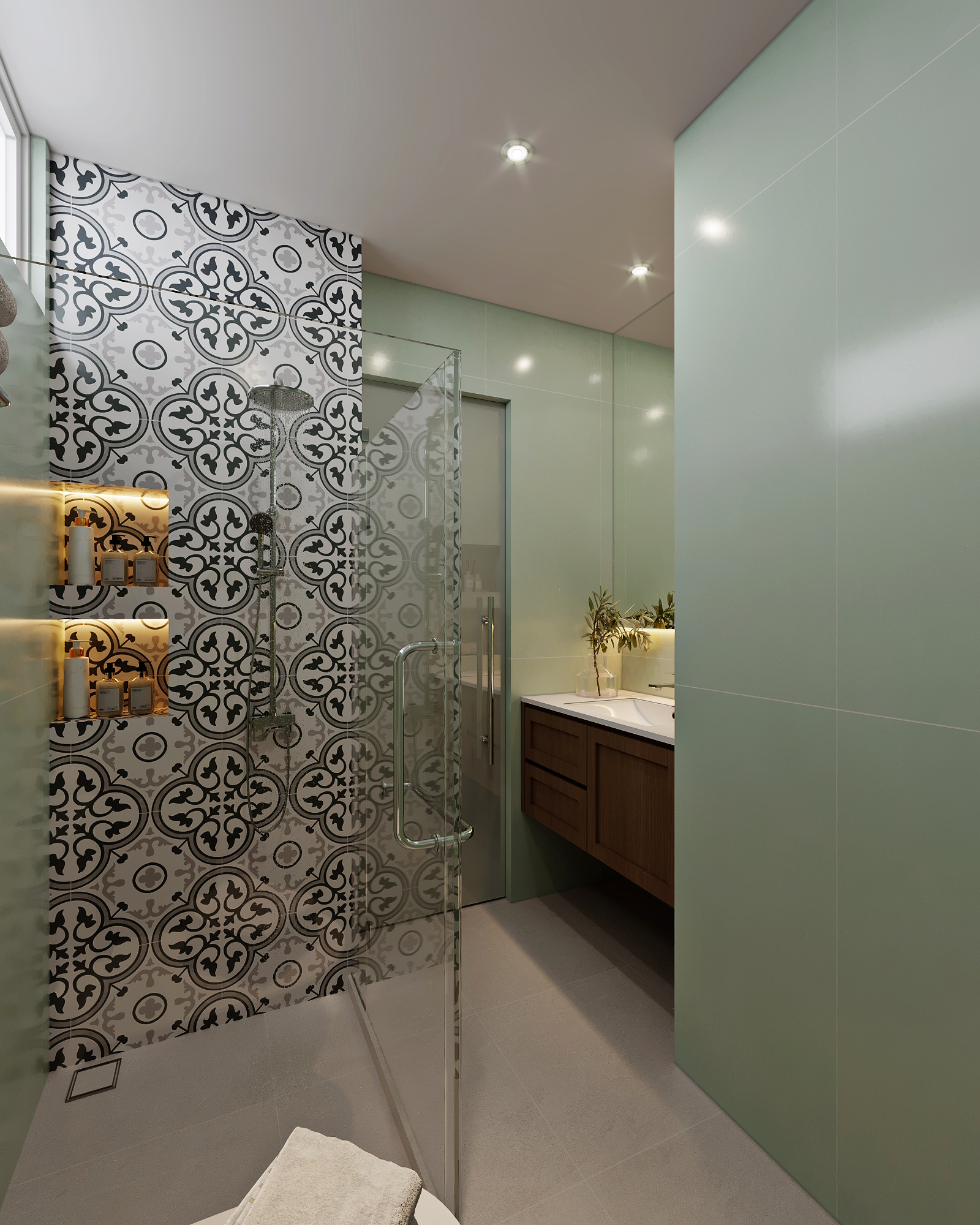 Loyang Place — master bathroom, modern peranakan 3D design visual