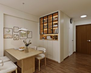 HDB New Punggol Road — dining, scandinavian 3D design visual