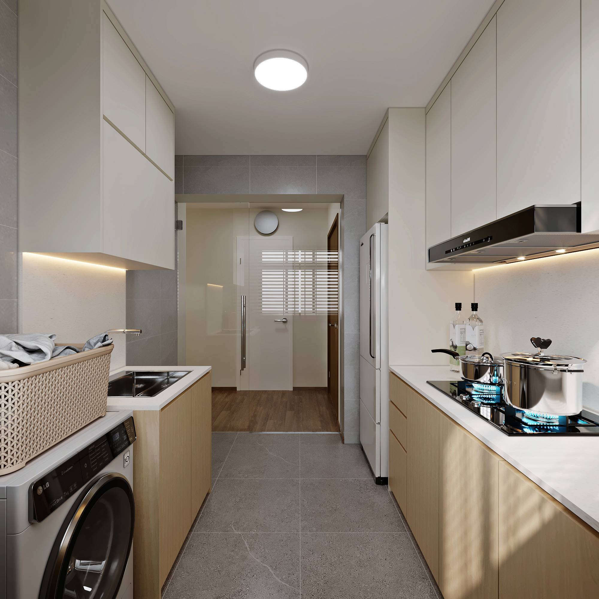 HDB New Punggol Road — kitchen, scandinavian 3D design visual