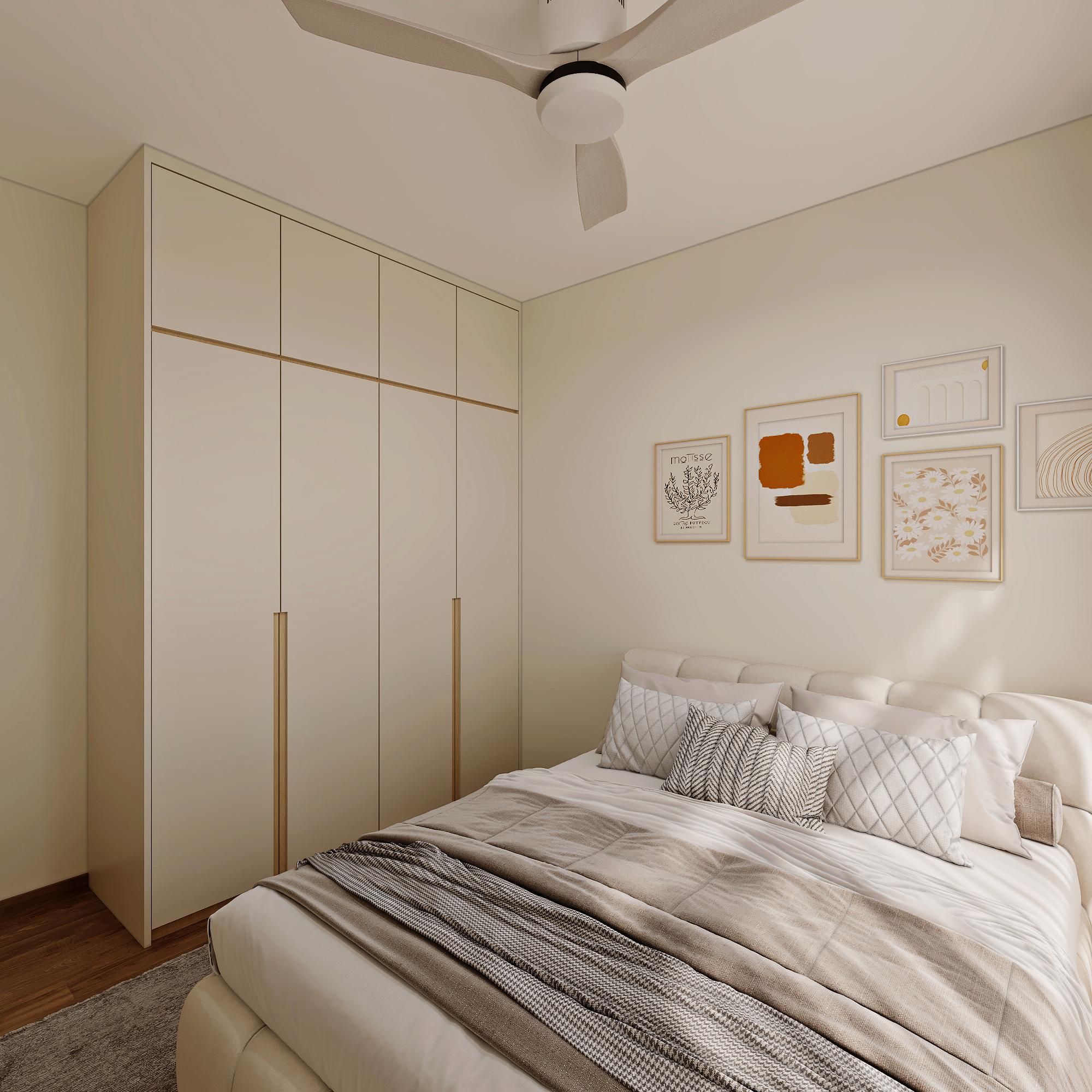 HDB New Punggol Road — master bedroom, scandinavian 3D design visual