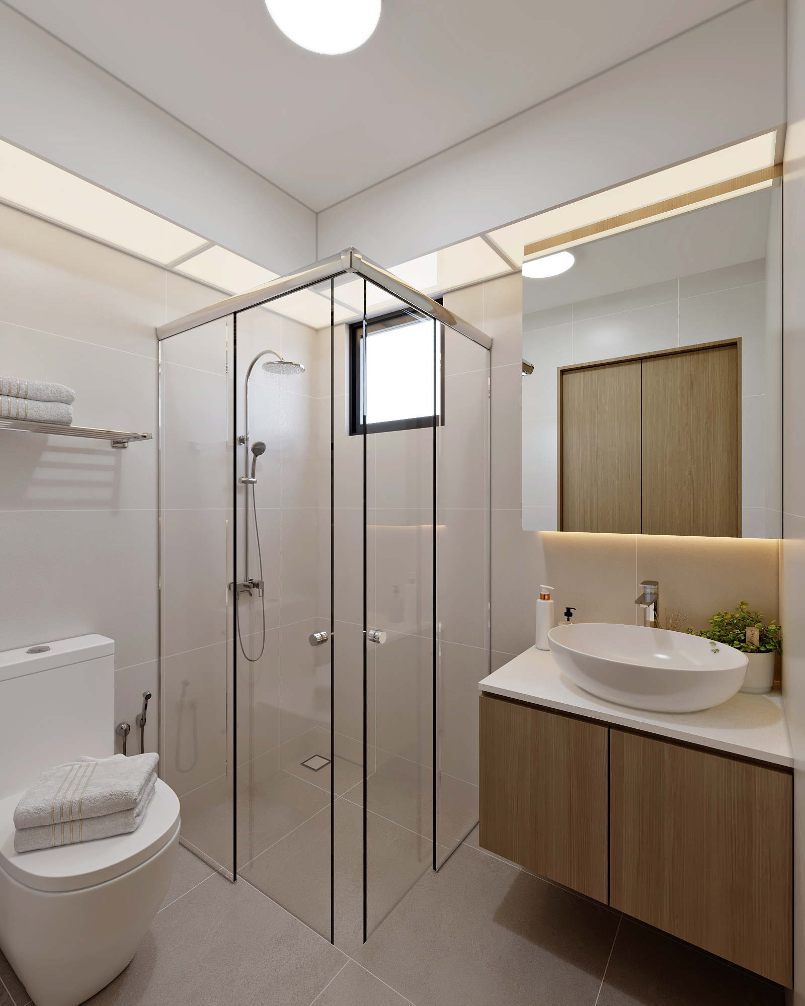 HDB Bishan Street 13 — common bathroom, scandinavian 3D design visual