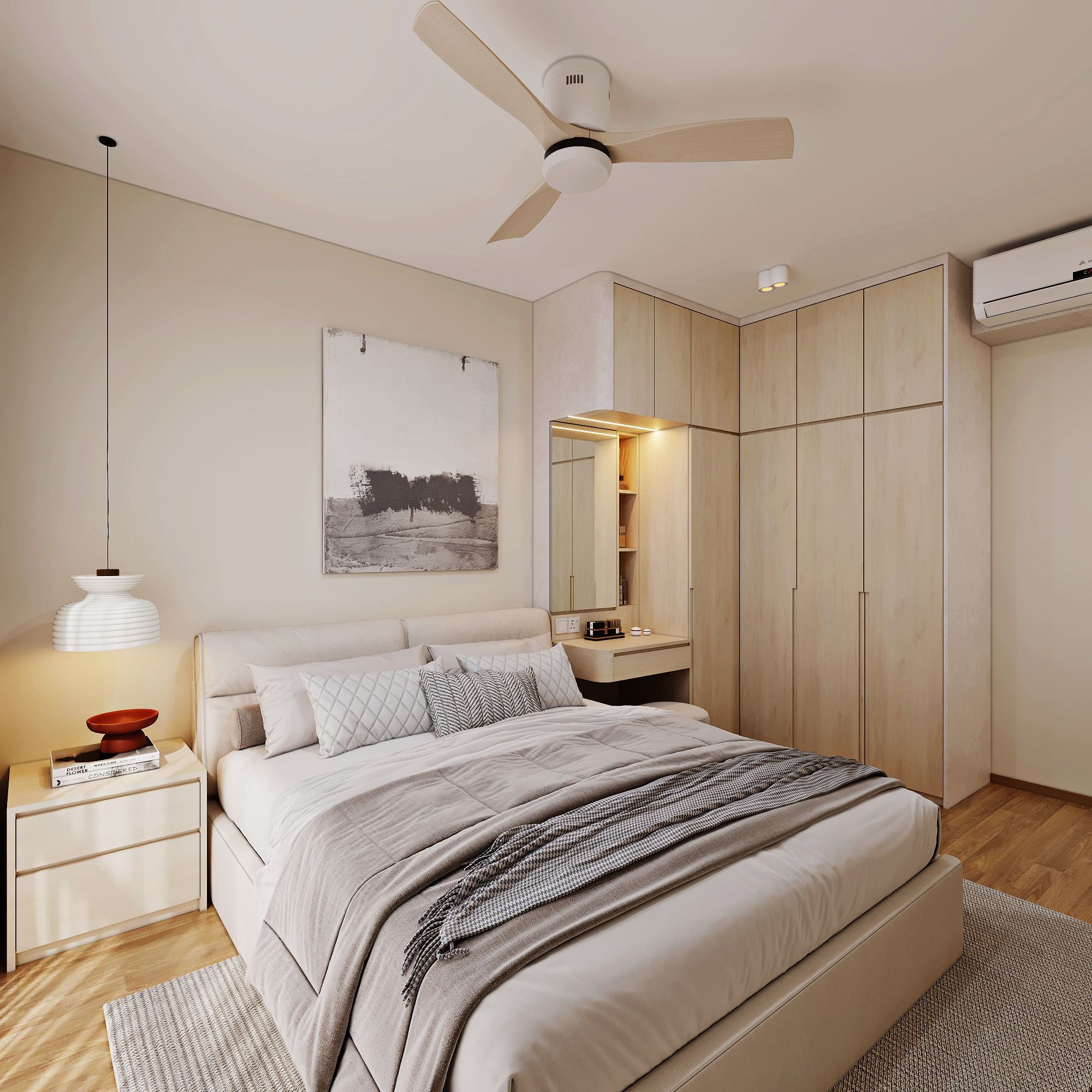 Yio Chu Kang Road — master bedroom, scandinavian 3D design visual