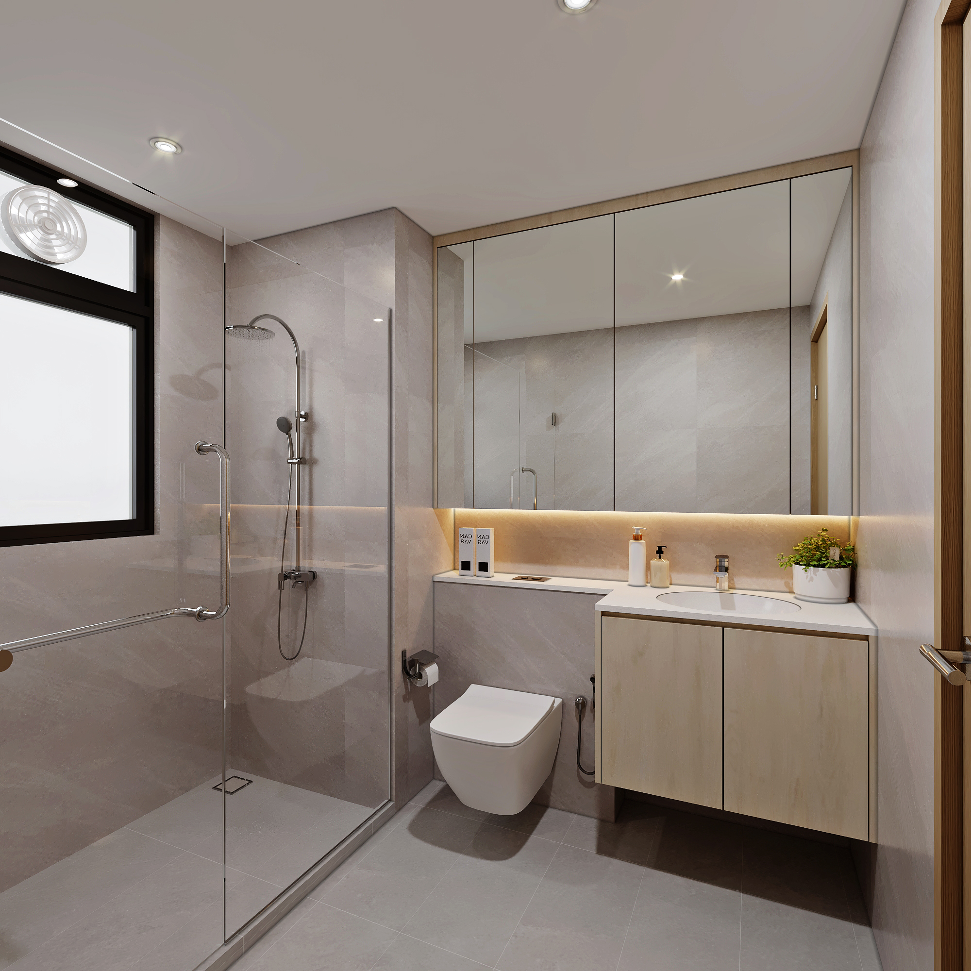 Yio Chu Kang Road — common bathroom, scandinavian 3D design visual