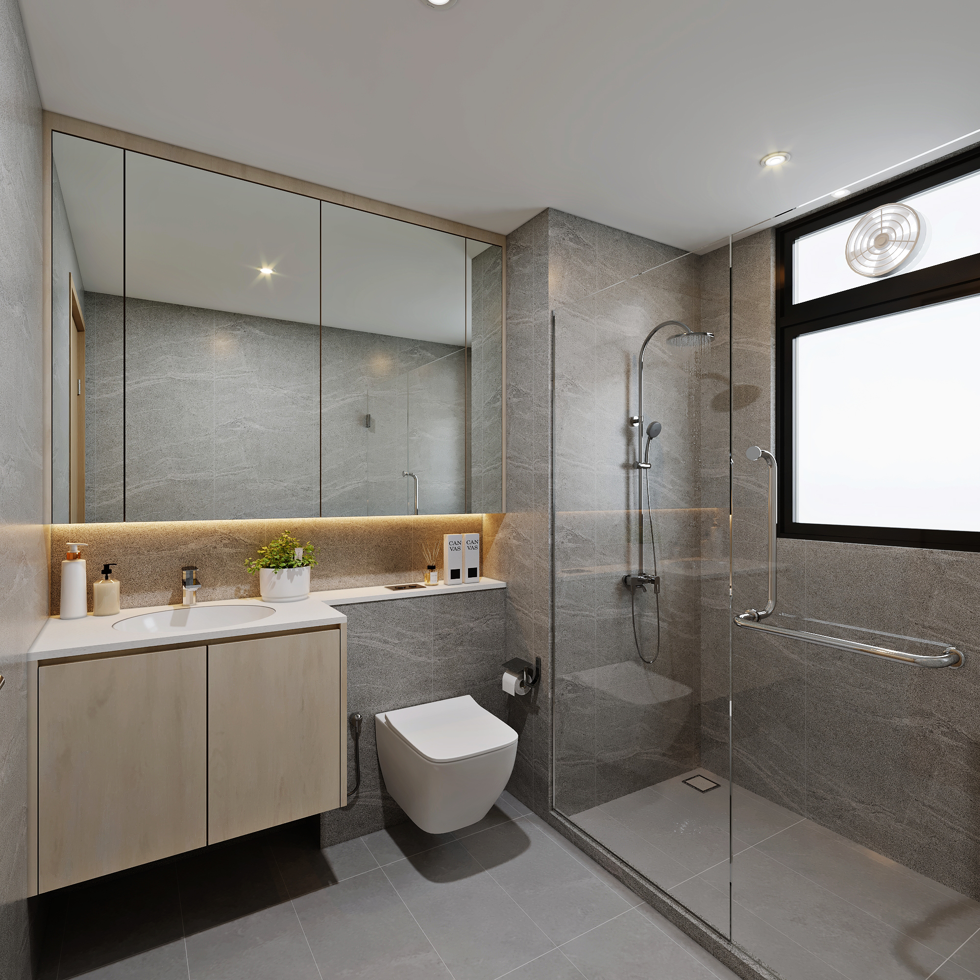 Yio Chu Kang Road — master bathroom, scandinavian 3D design visual