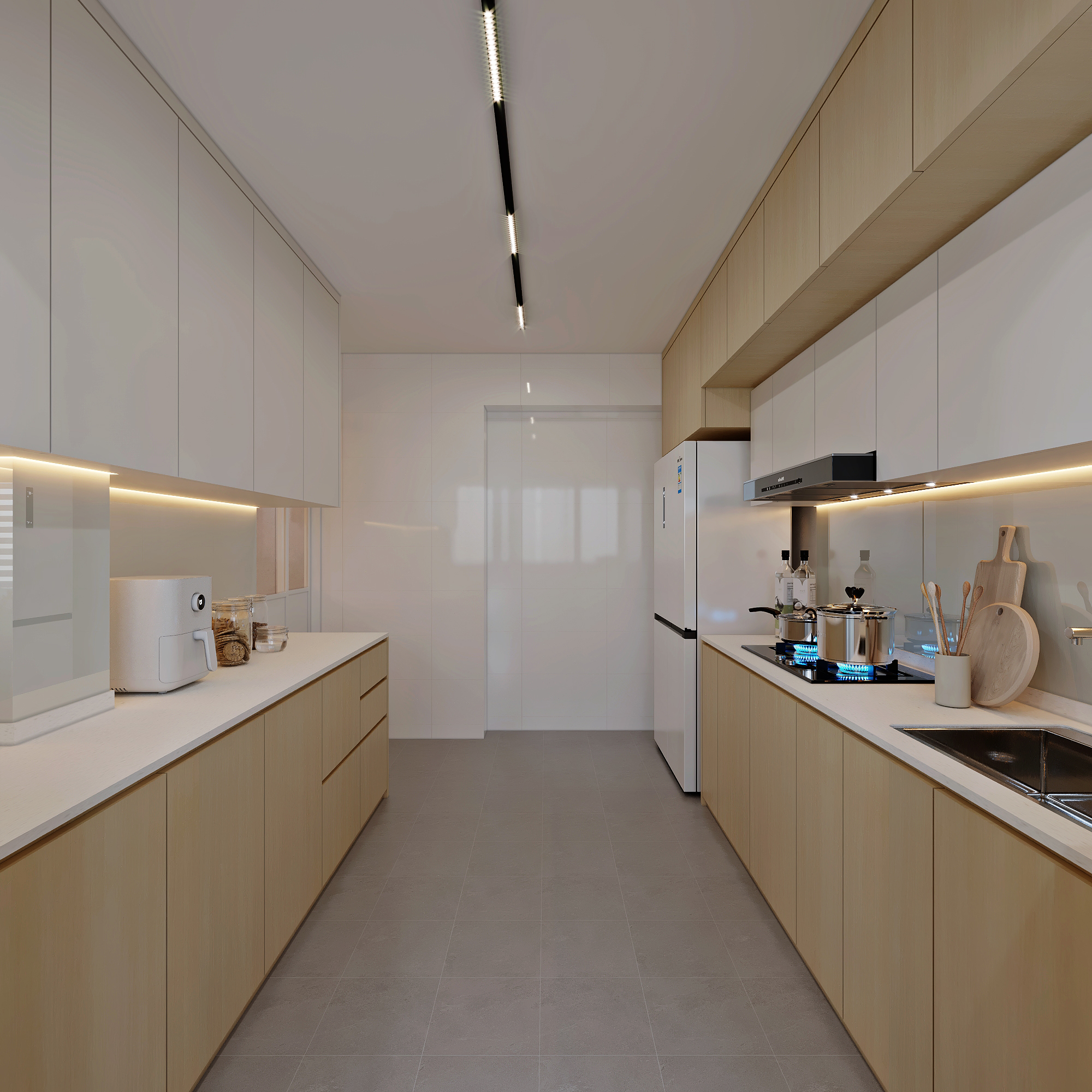 HDB Canberra — kitchen, japandi 3D design visual