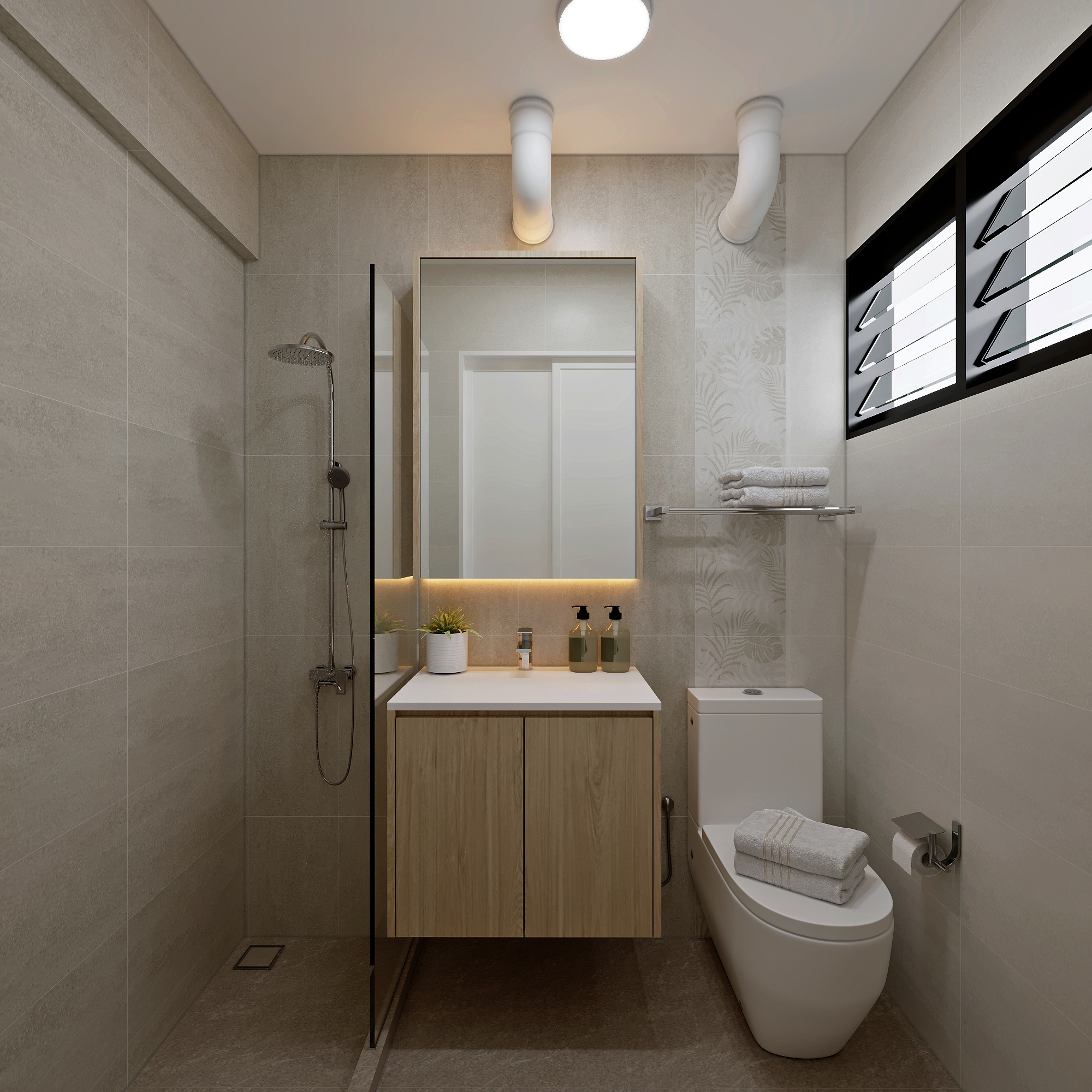 HDB Bishan Street 13 — master bathroom, modern scandinavian 3D design visual