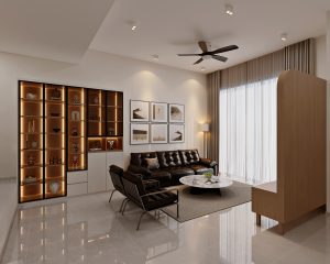 Coronation Road — living — view 1, modern scandinavian 3D design visual
