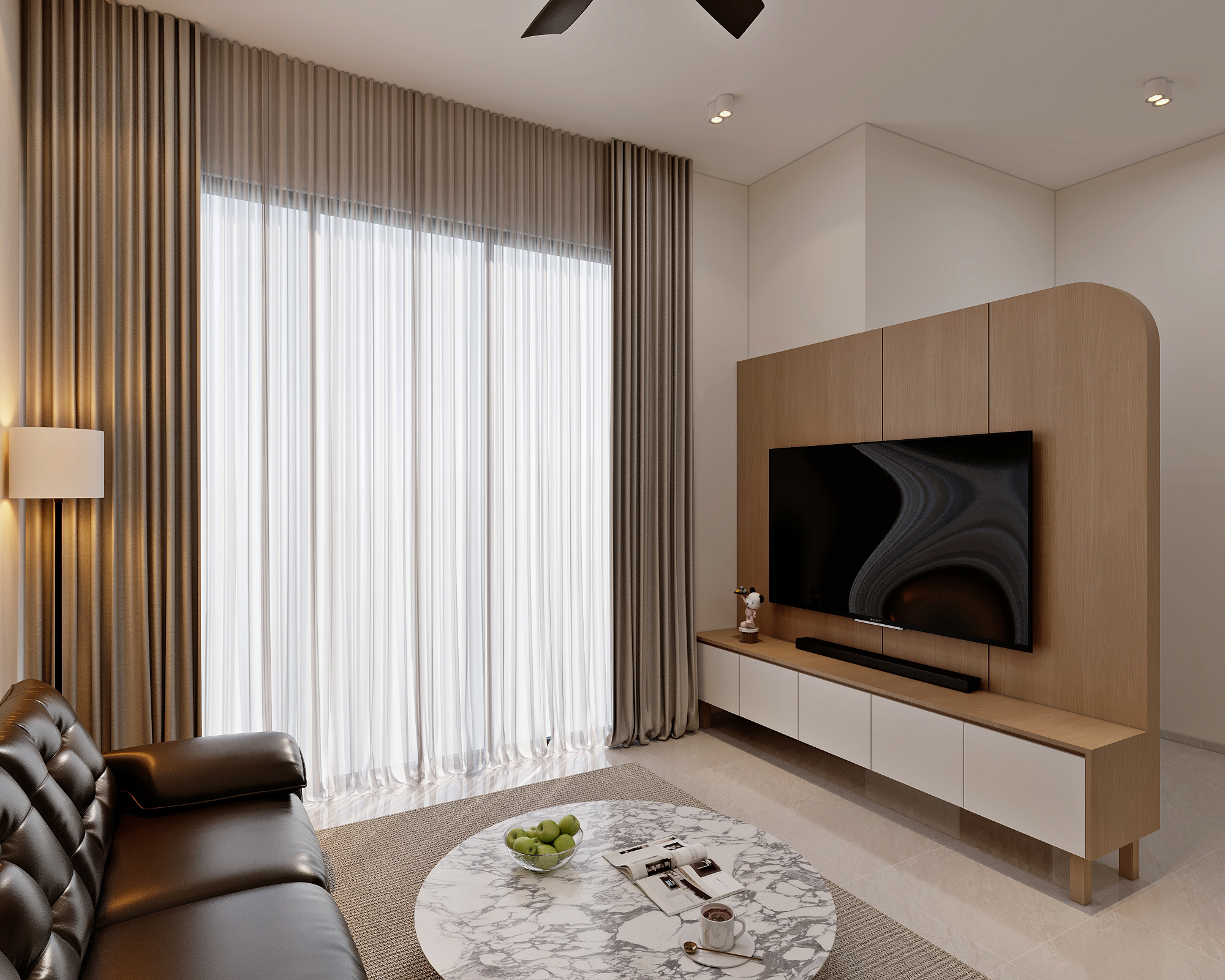 Coronation Road — living — view 2, modern scandinavian 3D design visual