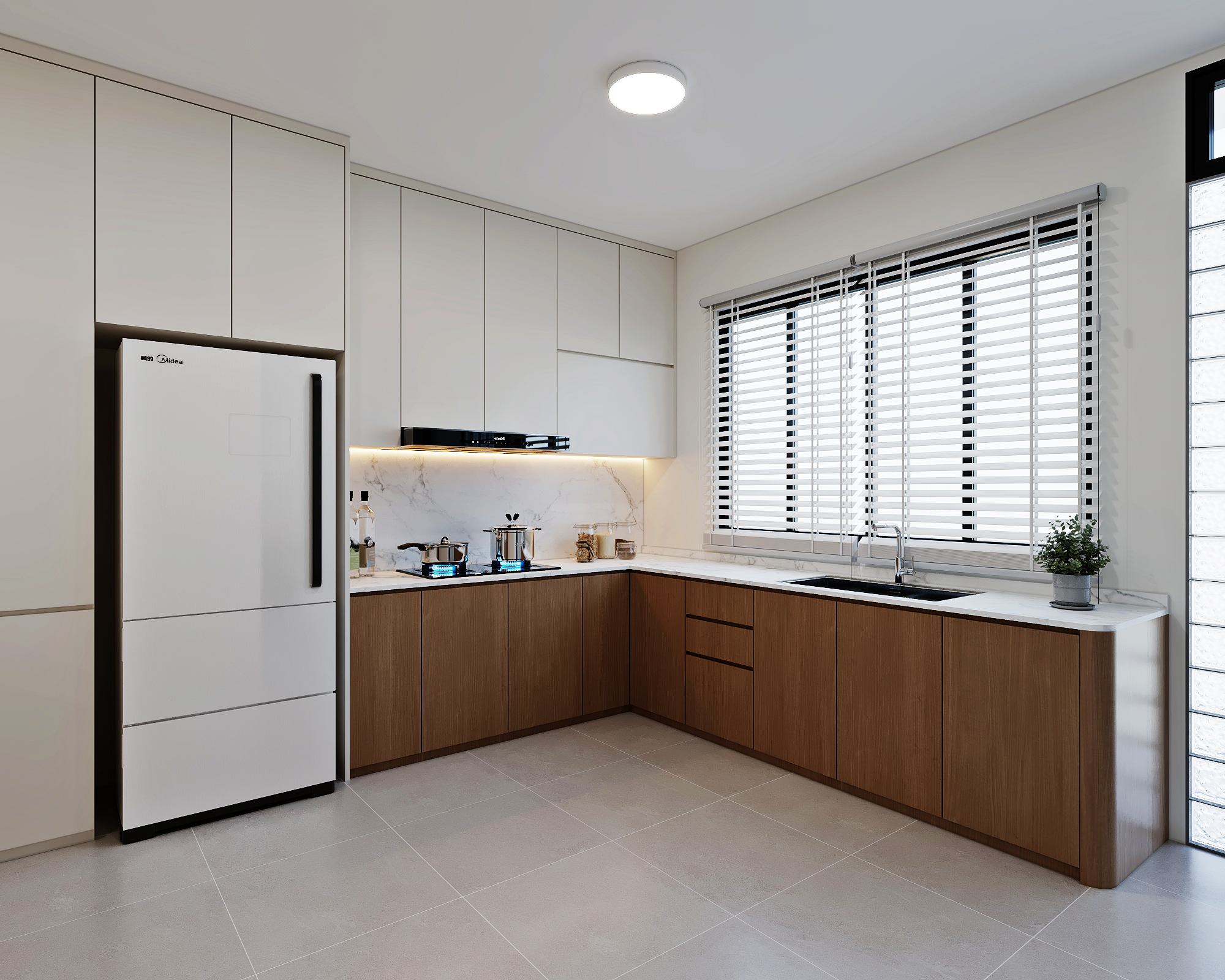 Coronation Road — kitchen — view 2, modern scandinavian 3D design visual
