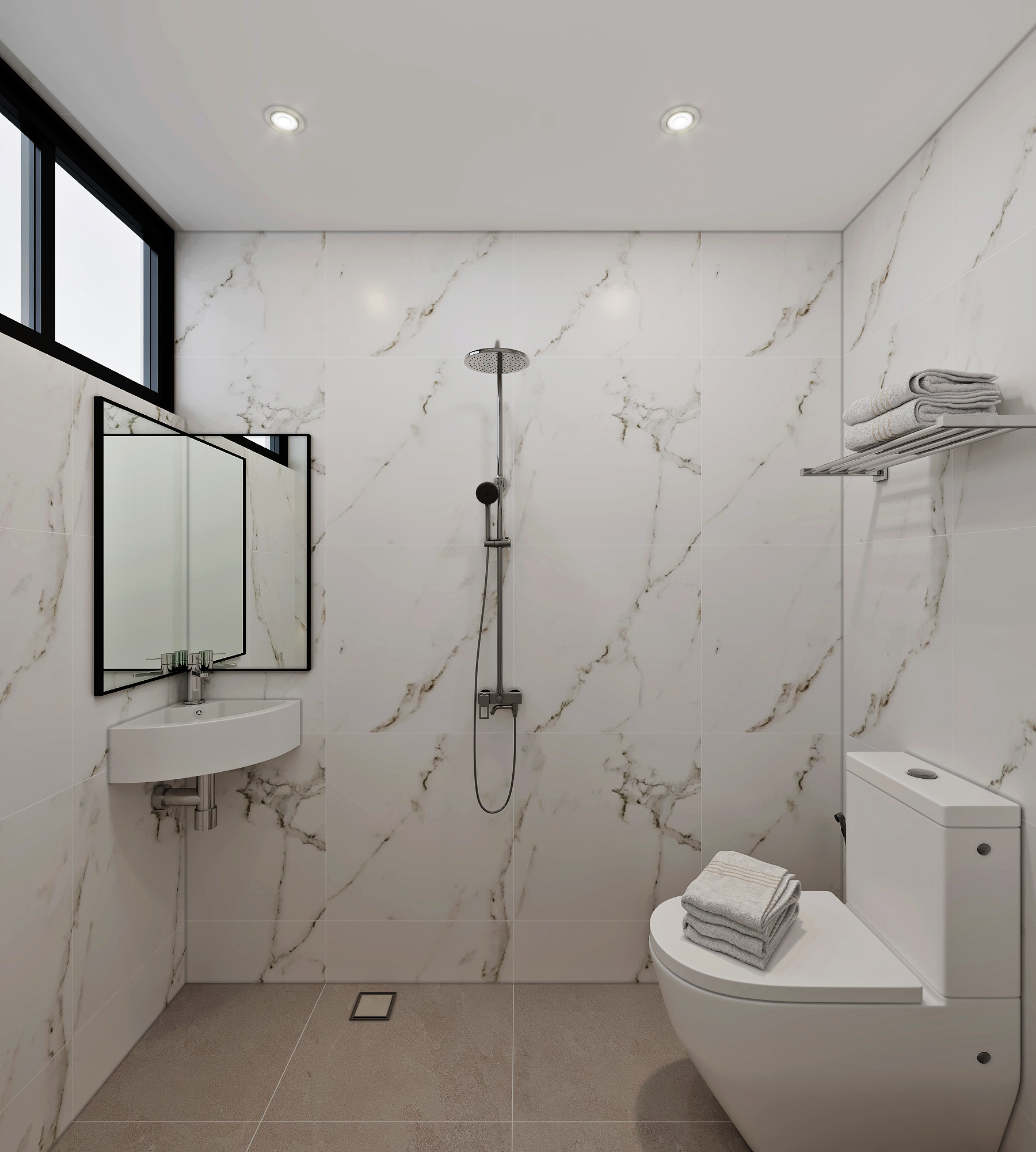 Coronation Road — common bathroom 2, modern scandinavian 3D design visual