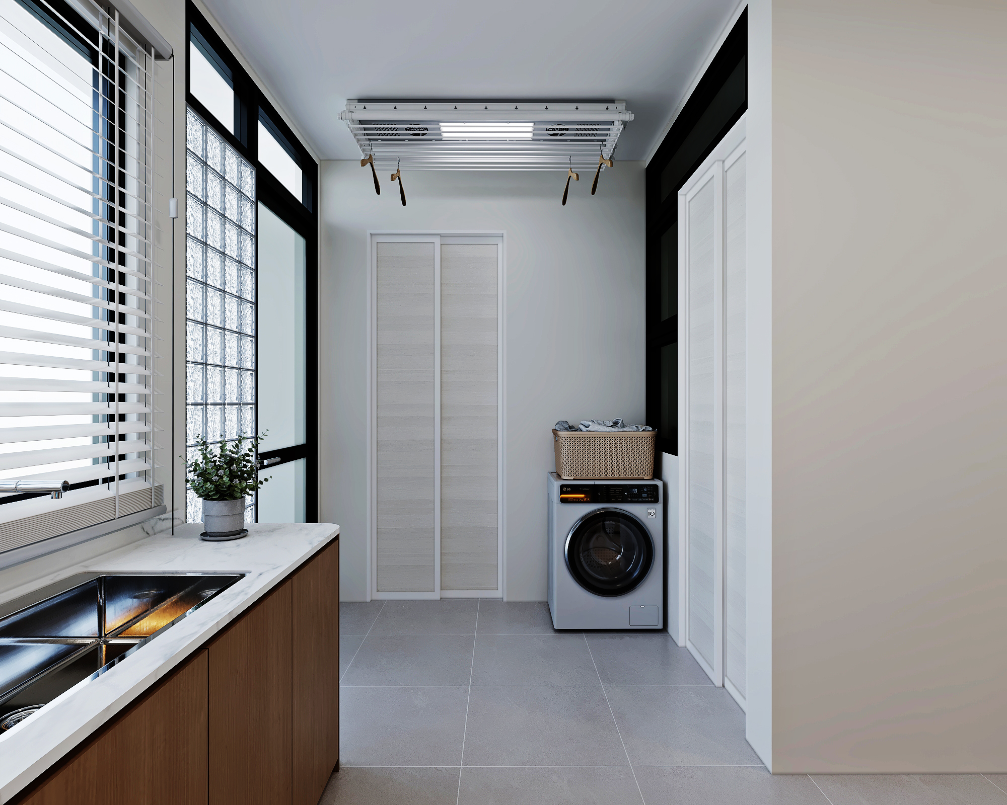 Coronation Road — service yard, modern scandinavian 3D design visual