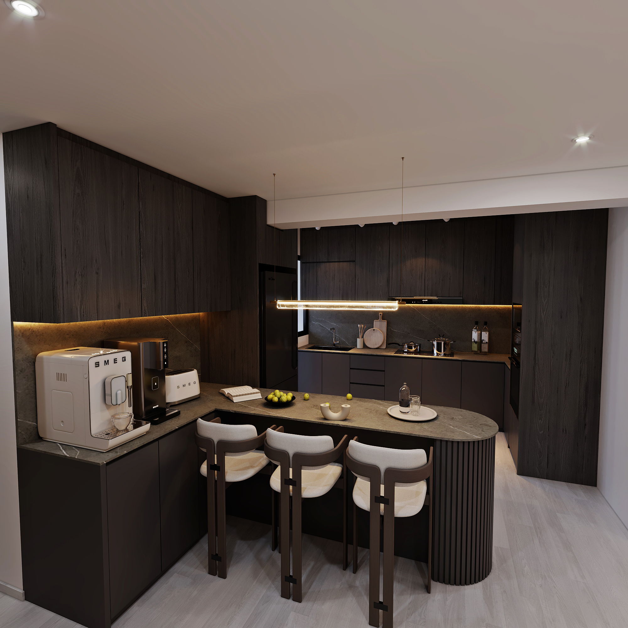 HDB Circuit Road — kitchen, modern japandi 3D design visual