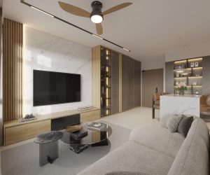 HDB Jalan Satu — living room, contemporary 3D design visual