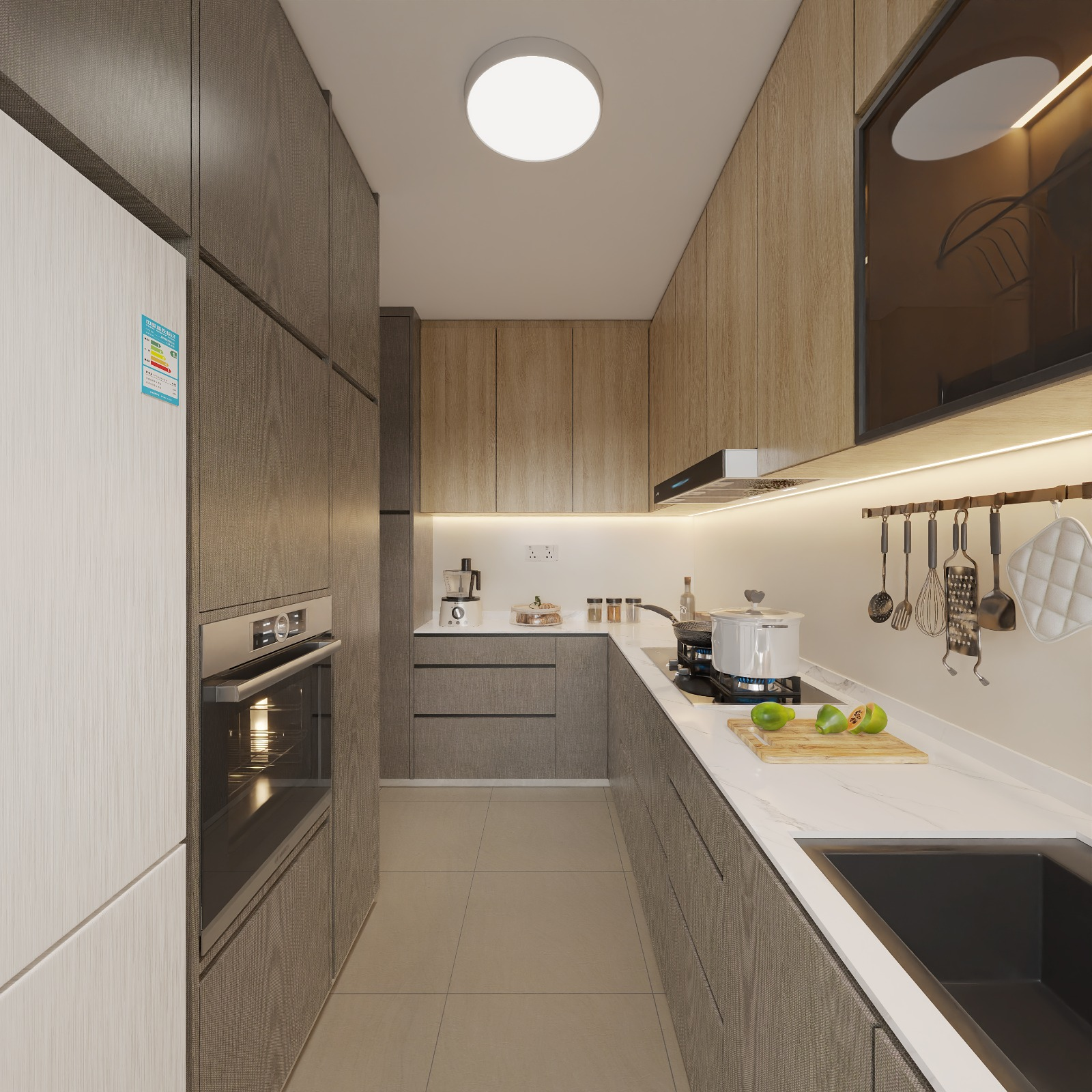 HDB Jalan Satu — kitchen, contemporary 3D design visual