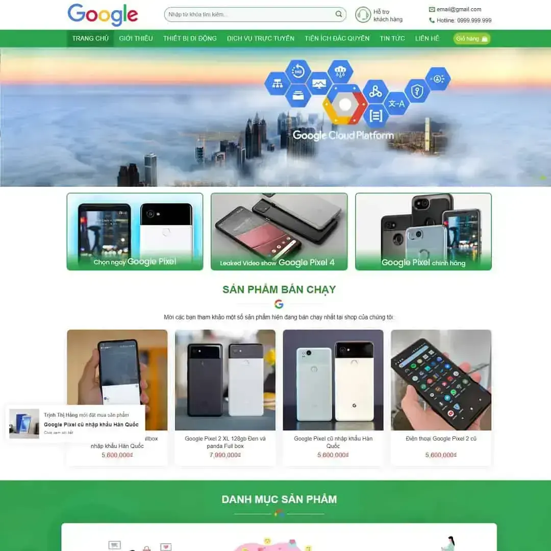 Theme WordPress bán hàng, dịch vụ google shop