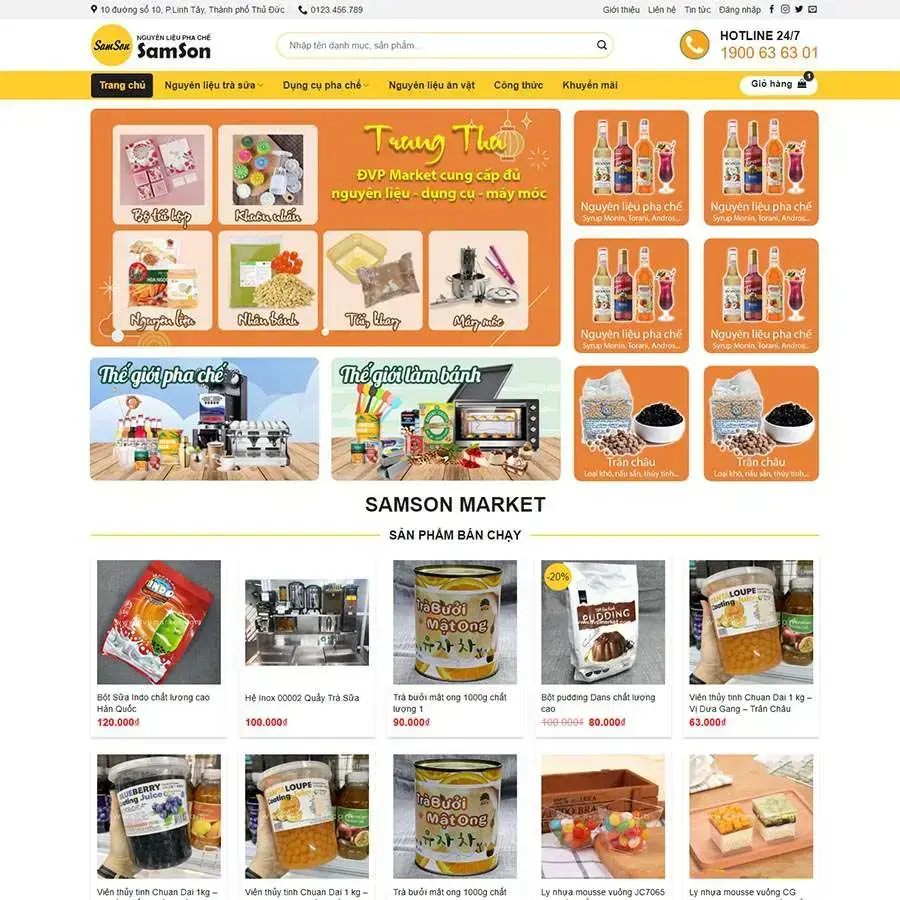 Theme wordpress bán nguyên liệu trà sữa