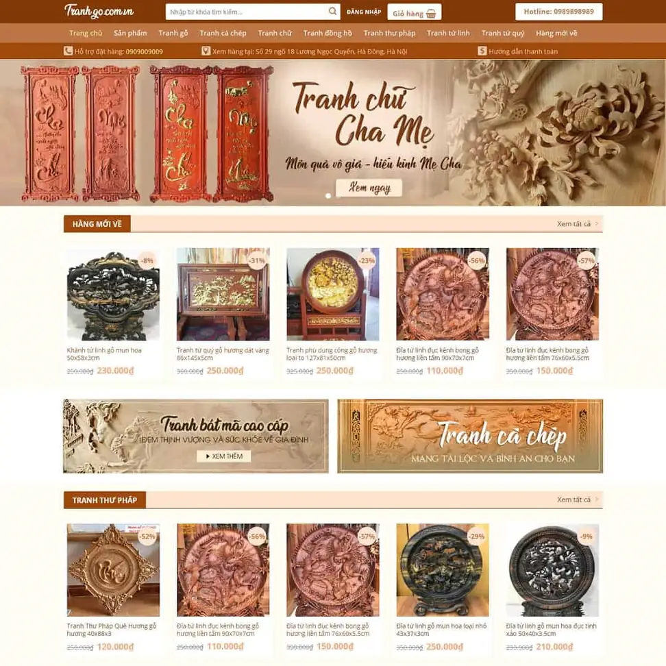 WordPress theme for selling wooden paintings