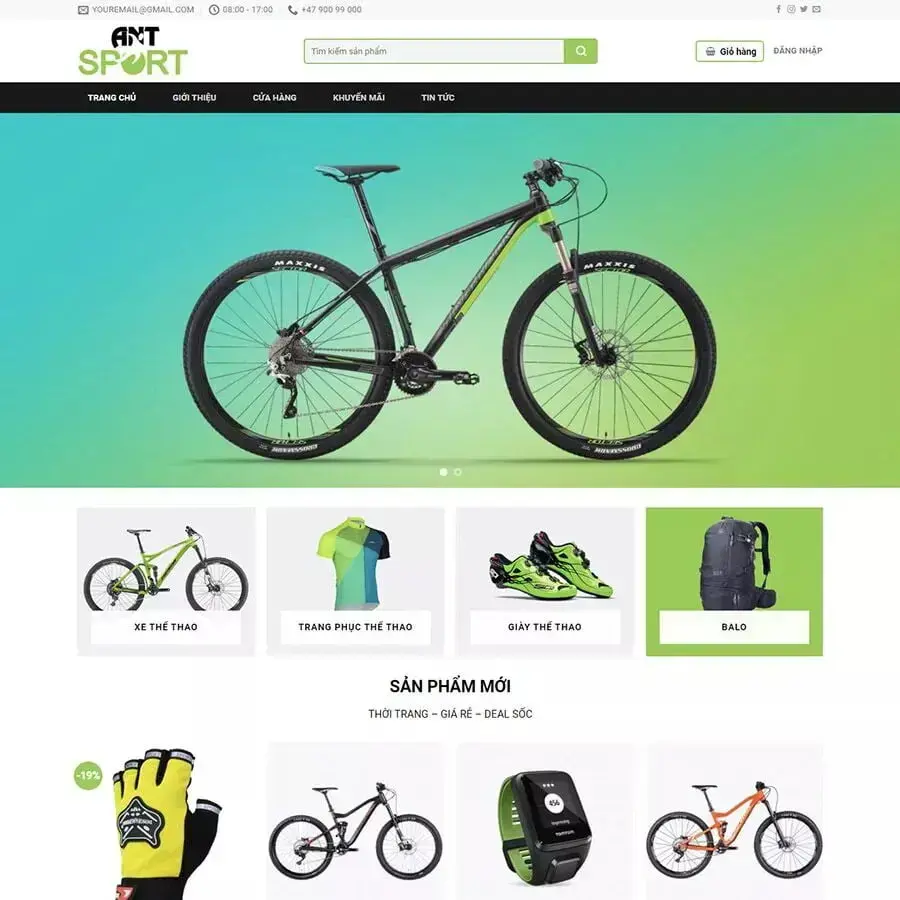 Theme wordpress bán xe đạp, đồ thể thao