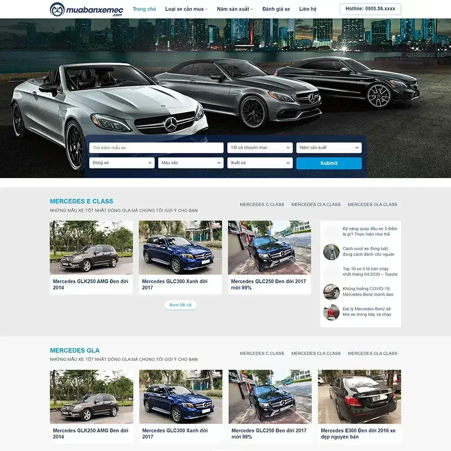 Theme WordPress bán xe ô tô Mercedes