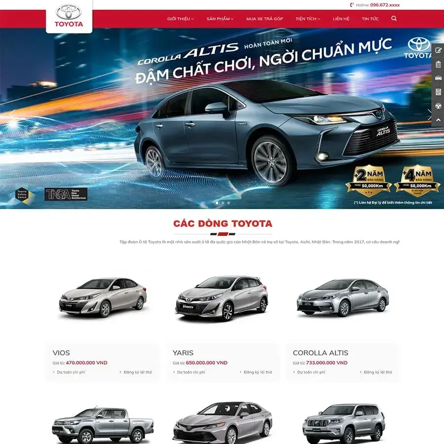 Toyota Car Sales WordPress Theme 03