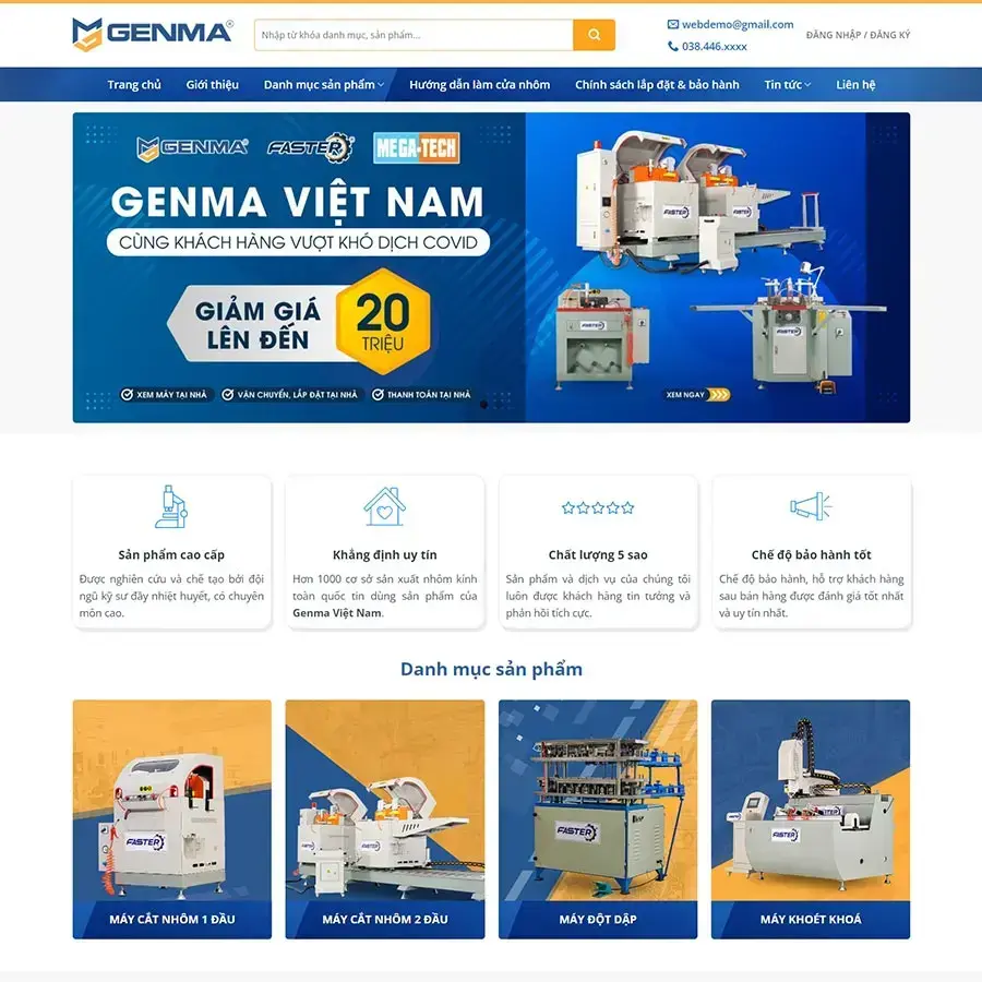 WordPress theme for company selling cutting machines, mechanical machines