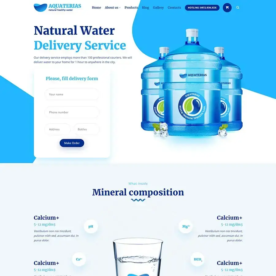 Bottled water company WordPress theme