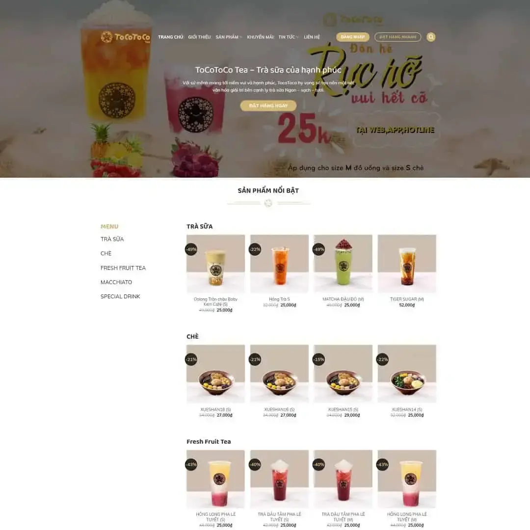 Theme WordPress cửa hàng trà sữa tocotoco