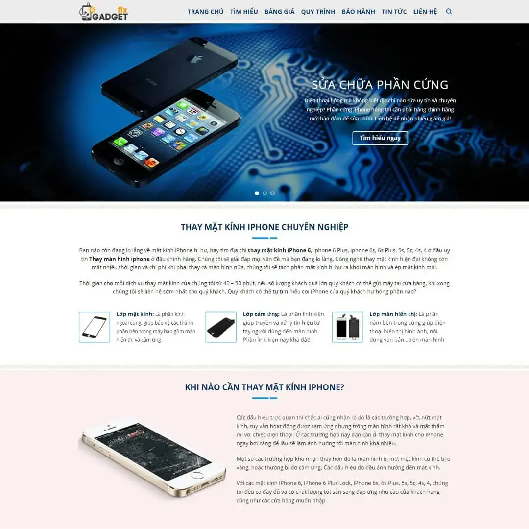 Phone repair and glass replacement service WordPress theme