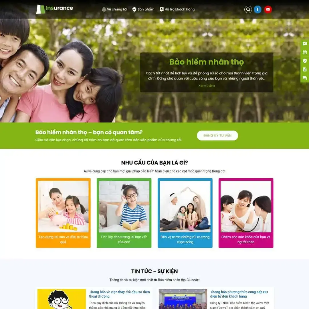 Theme wordpress giới thiệu dịch vụ bảo hiểm