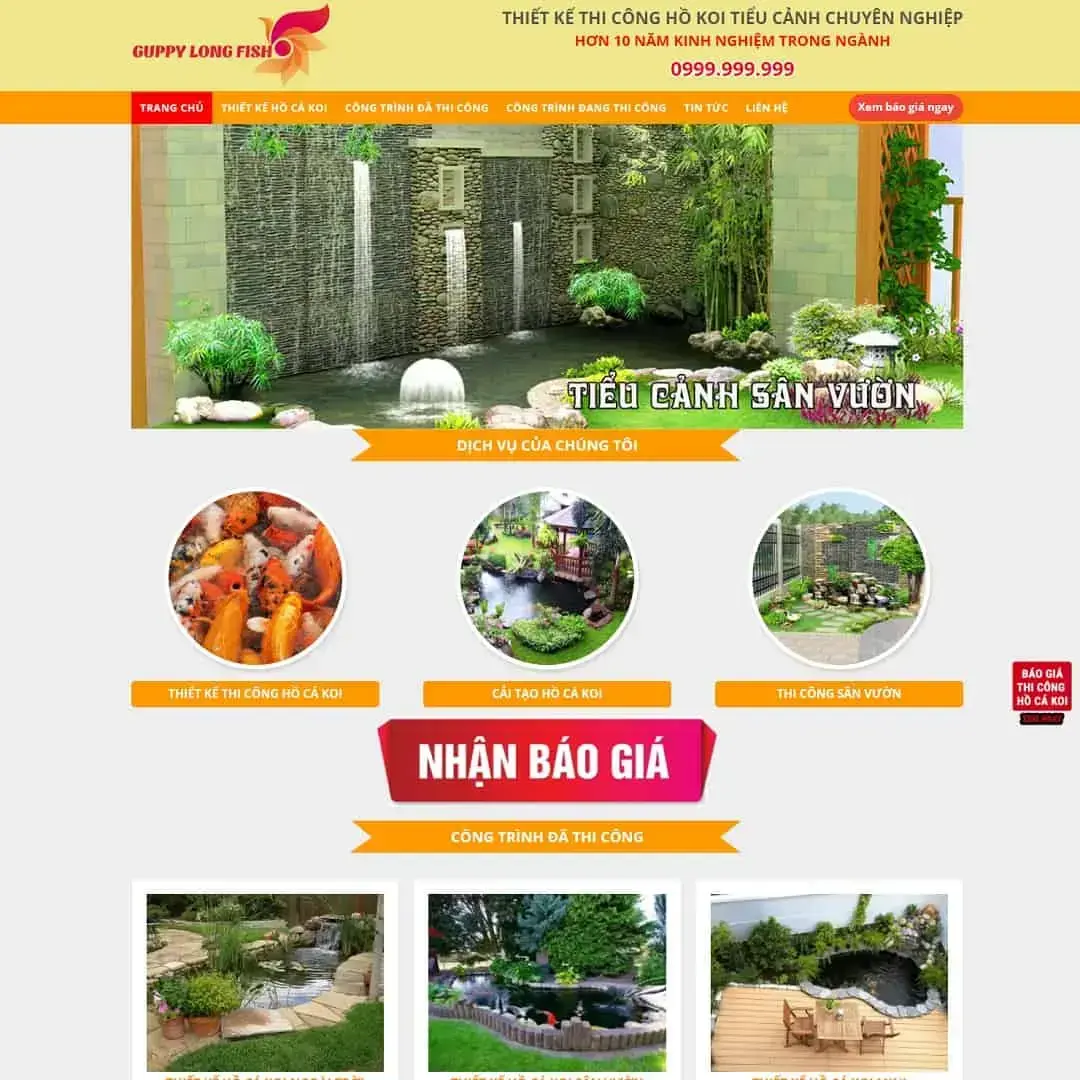 Koi pond construction WordPress theme, Landscape