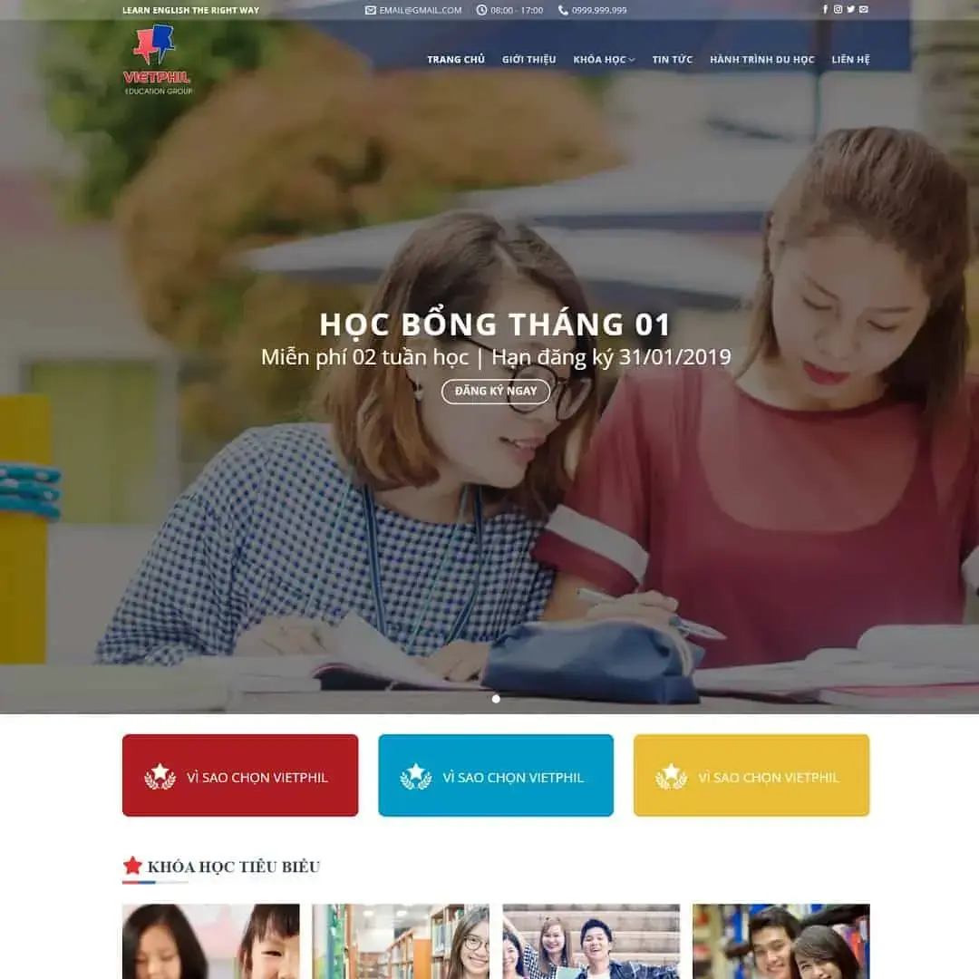 WordPress theme for English training center, study abroad