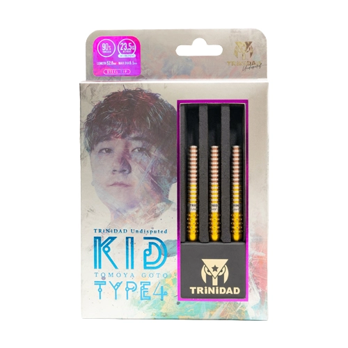 ダーツ TRINIDAD KID TOMOYA GOTO TYPE4 Tomoya Goto KID TYPE4 23.5g Steel Tip Darts – 90% Tungsten