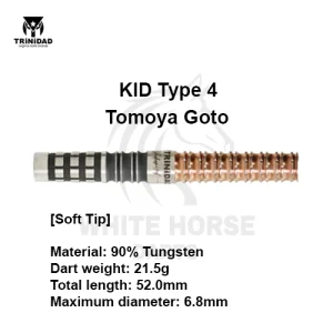 Tomoya Goto KID TYPE4 21.5g Soft Tip Darts – 90% Tungsten