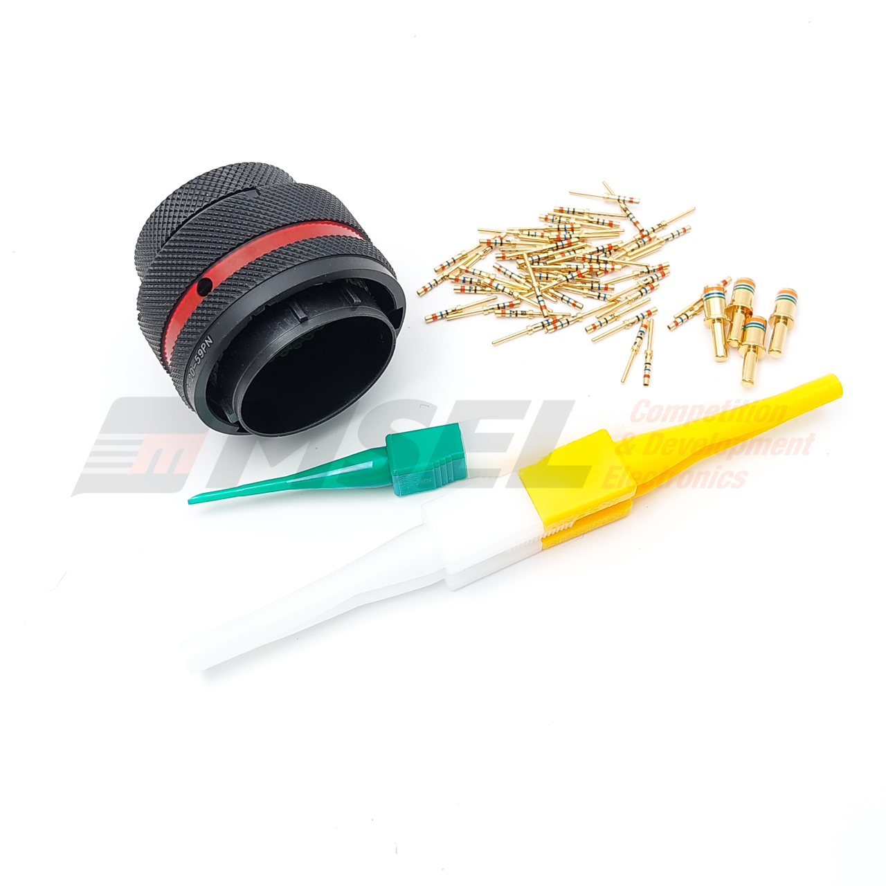 Autosport 59-Way Mixed Plug Connector with 55x Size 22 and 4x Size 12 Pins - Red
