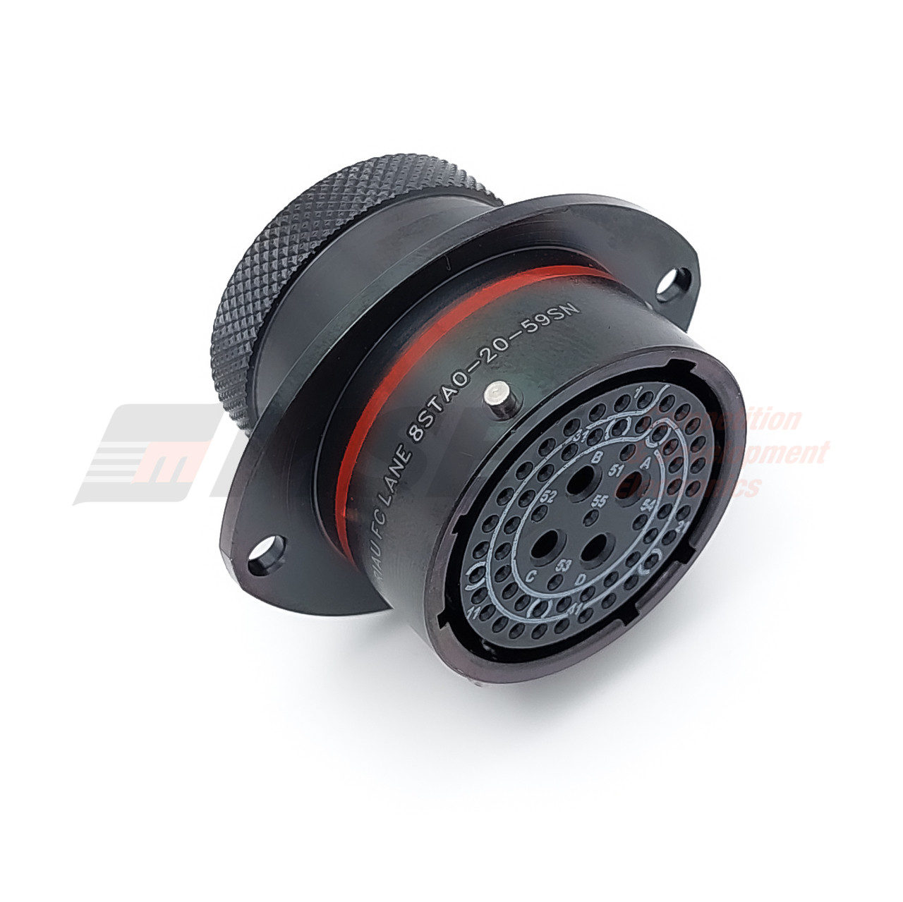 Autosport 59-Way Mixed Bulkhead Connector with 55 x Size 22 and 4 x Size 12 Sockets- Red