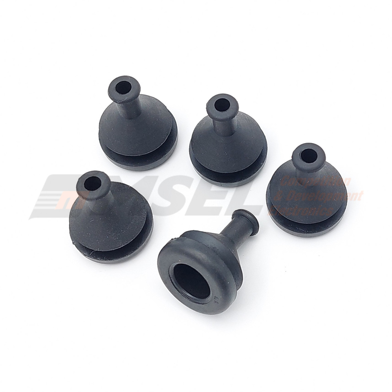 Grommet - 4mm for 15mm Hole, 25mm long - Black - 5 Pack