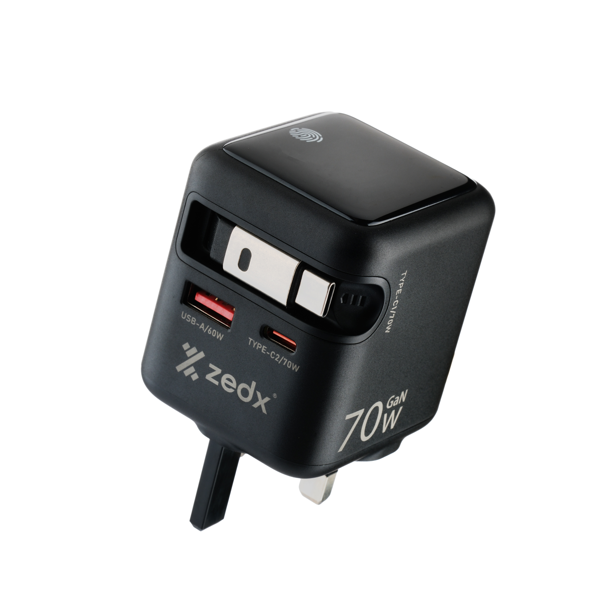 70 W GaN Wall Charger with Retractable Cable (ZE-09) product image