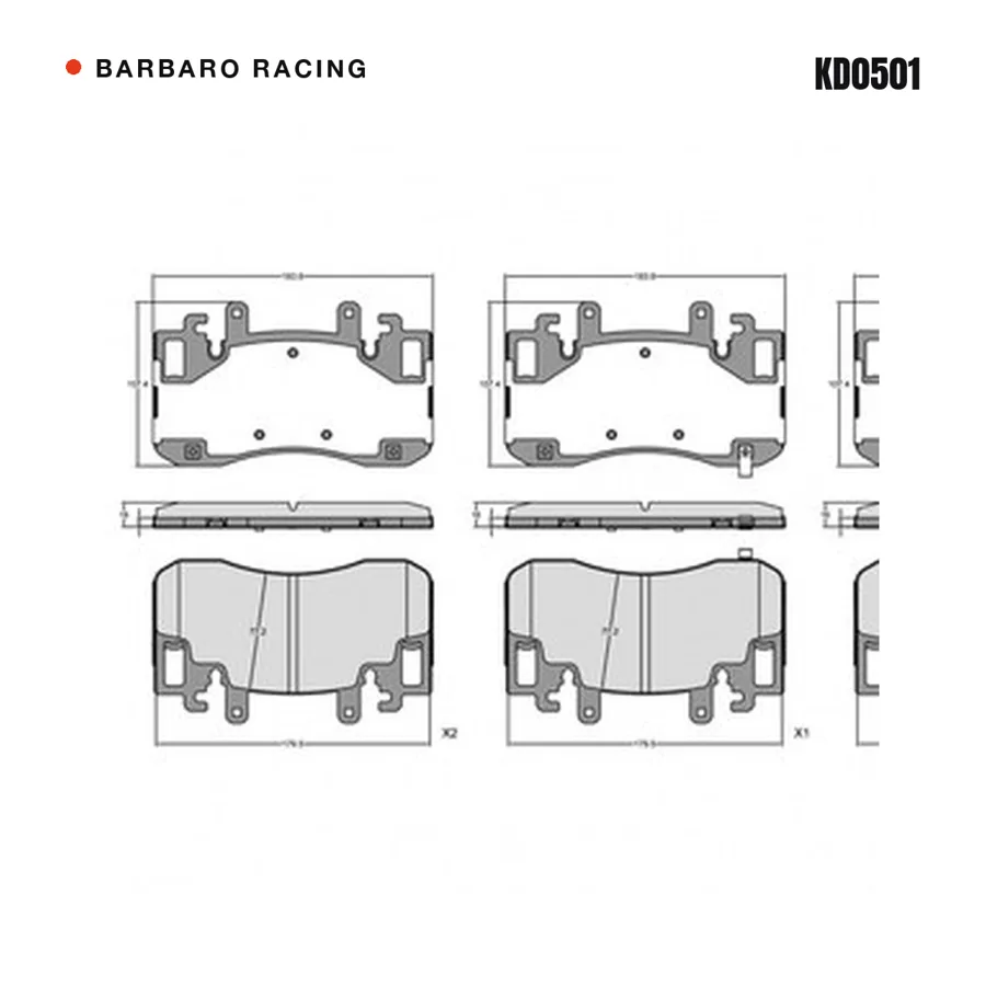 KD0501 Front Brake Pads shape drawing