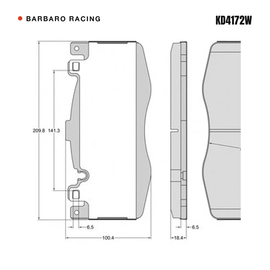 KD4172W Front Brake Pads shape drawing