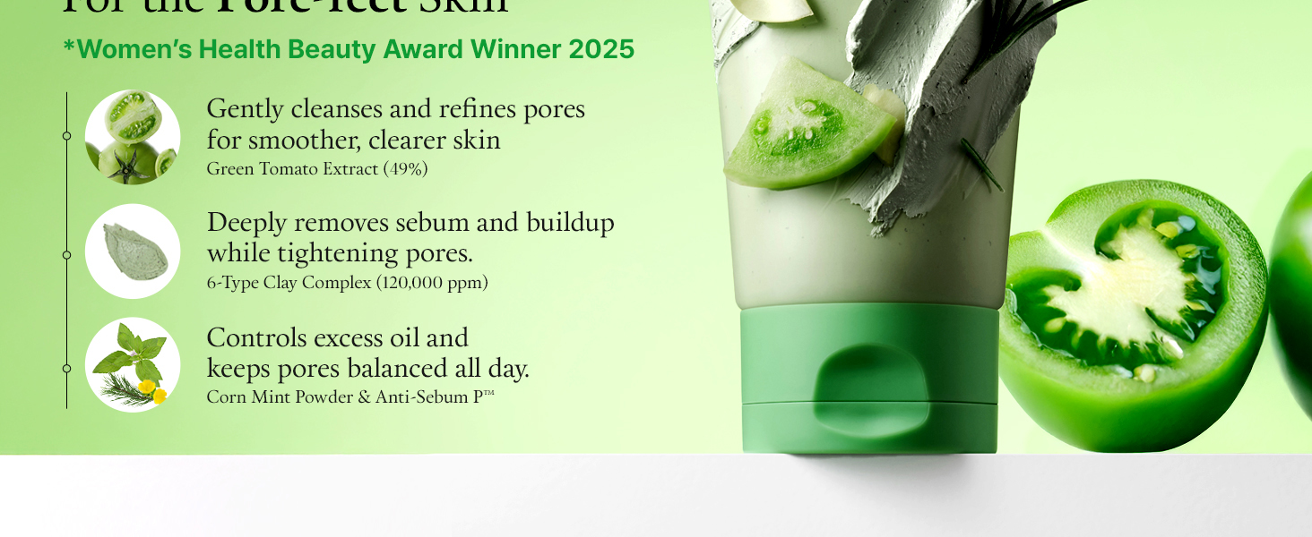 Green Tomato Pore Clay Mask Cleanser for Deep detail 2