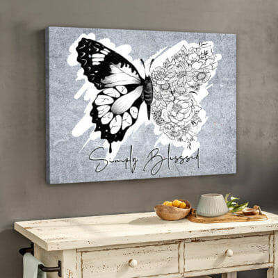Butterfly Simply Blessed Stone Wall Art Canvas 3 328e2c9a dbcc 11ea 8c90 0242ac120002 Mockup202024X30