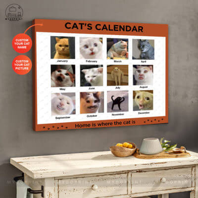 Cat Calendar Personalised Canvas 1 0a0f0e24 de0c 11ea be66 0242ac120002 24X30