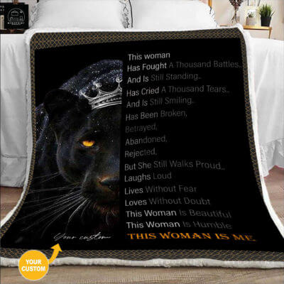 This Woman Is Me Black Panther Personalized Blanket 4 0cf8404c f1c9 11ea 89c9 0242ac120002 blanketmockup optimized