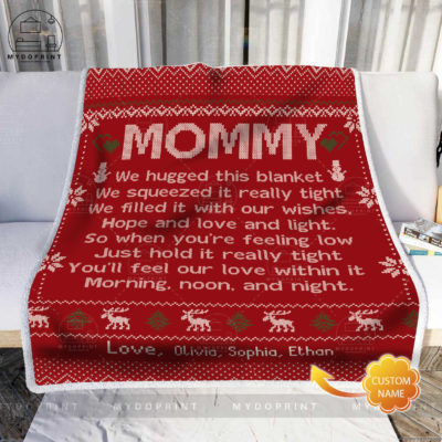 _Hi Mommy We Hugged This Chrismas Personalized Fleece Blanket 1 258dc7c6 1417 11eb bbce 0242ac120002 blanket phong khach optimized