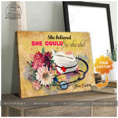 She Believed She Could So She Did Personalized Nurse Wall Art Canvas 4 02038b8c 1766 11eb a372 0242ac120002 cv ngang 20x24 optimized