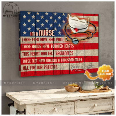 I Am A Nurse Flag Personalized Wall Art Canvas 1 ea8eff42 1e84 11eb a315 0242ac120002 cv ngang 24x30 optimized