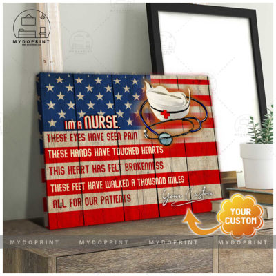 I Am A Nurse Flag Personalized Wall Art Canvas 4 f2f70778 1e84 11eb a315 0242ac120002 cv ngang 20x24 optimized