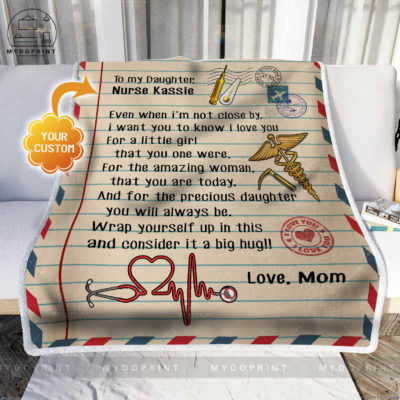 To My Daughter Personalized Nurse's Name Fleece Blanket 2 5bdfb526 3229 11eb ab46 0242ac120002 blanket phong khach 1 optimized